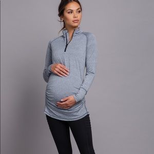 PinkBlush Msternity Navy Heathered 3/4 Zip Top